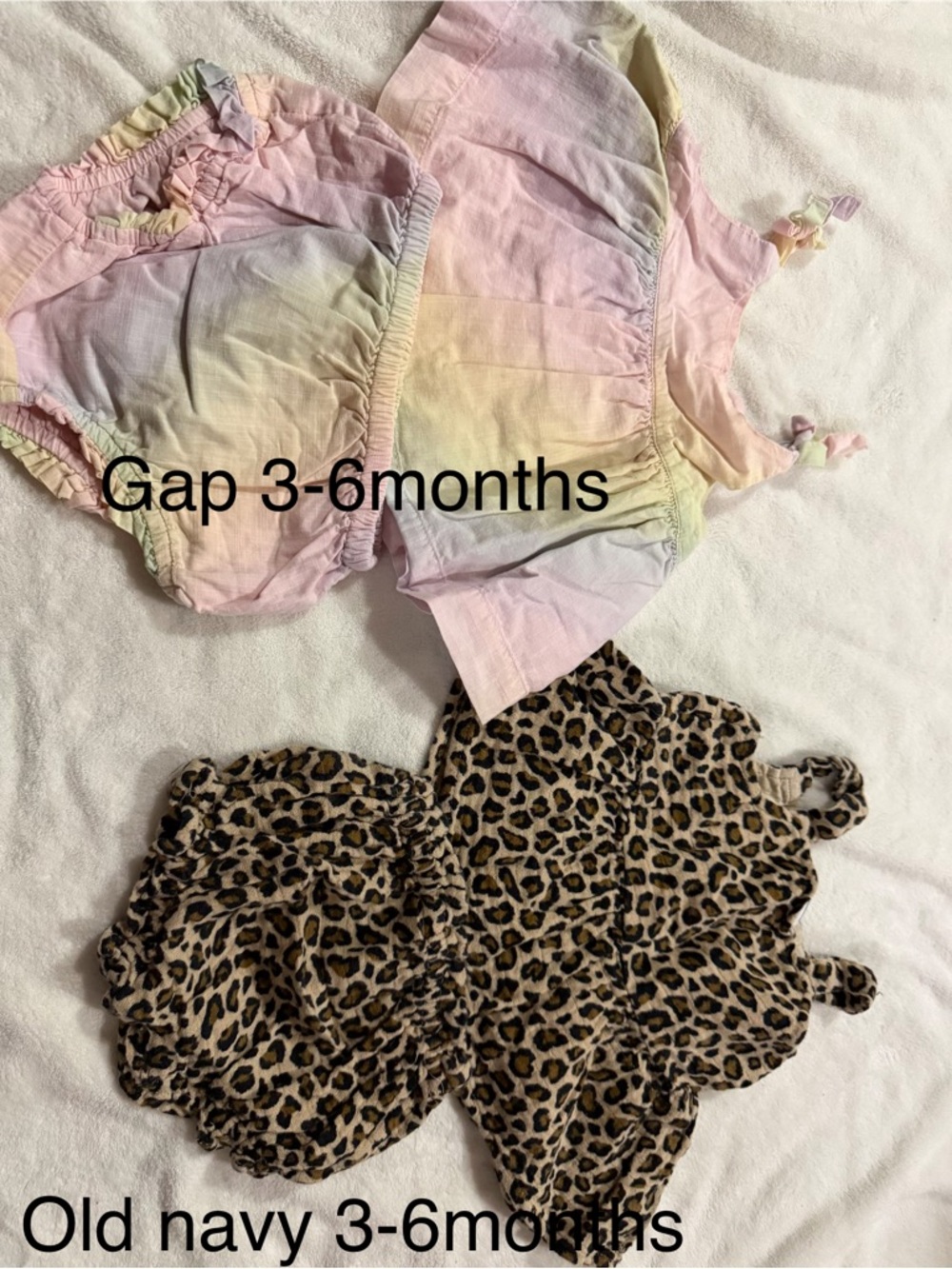 Gap Pastel Tie-Dye Baby Set & Old Navy Leopard Romper - Pink, Yellow, Lavender